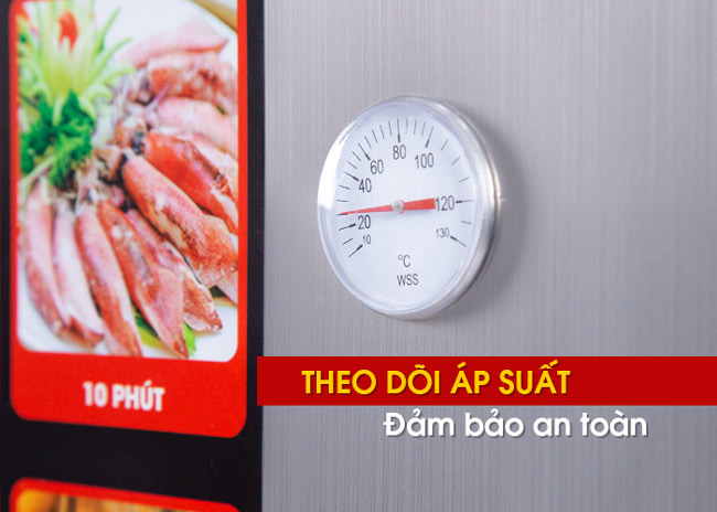 Đồng hồ theo dõi áp suất được gắn liền trên thân tủ
