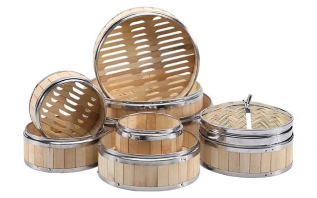 Xửng hấp bánh bao tre viền inox