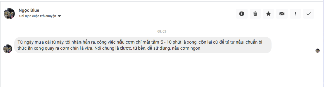 Phản hồi của kh&aacute;ch h&agrave;ng khi d&ugrave;ng tủ hấp cơm điện gas 10 khay