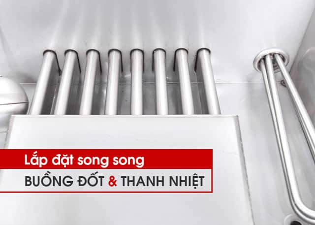 Sử dụng tủ hấp cơm điện gas c&oacute; thanh nhiệt v&agrave; buồng đốt