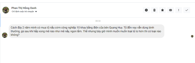 Phản hồi của một kh&aacute;ch h&agrave;ng sau khi d&ugrave;ng tủ hấp cơm 10 khay