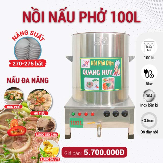 Nồi nấu phở 100 lít Quang Huy