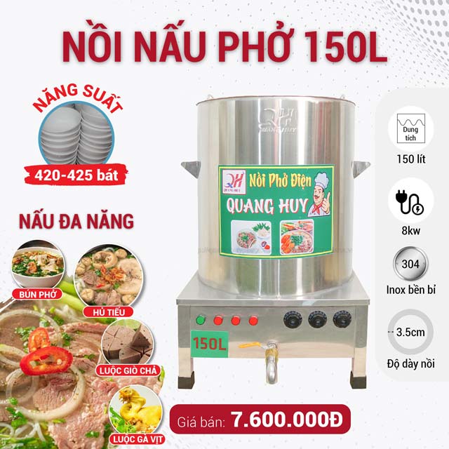 Nồi nấu phở 150 lít Quang Huy