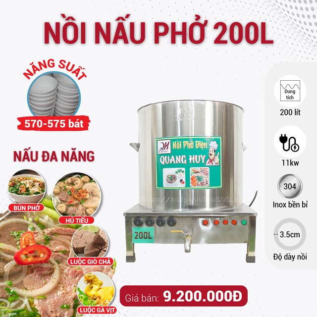 Nồi nấu phở 200 lít Quang Huy