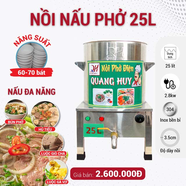 Nồi nấu phở 25 lít Quang Huy