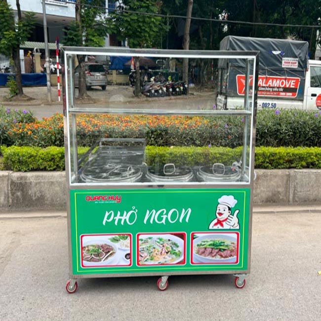 Xe b&aacute;n phở nền xanh 