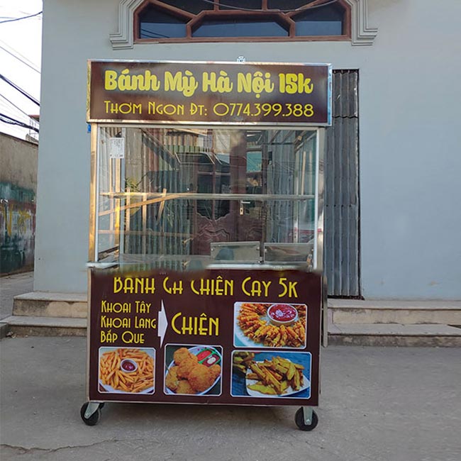 Mẫu xe bán khoai lắc kết hợp bán bánh mỳ