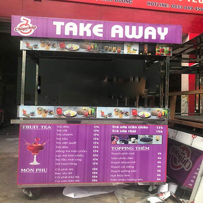 Mẫu xe b&aacute;n tr&agrave; sữa decal m&agrave;u t&iacute;m