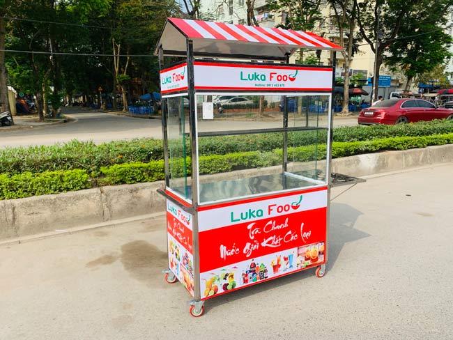 Mẫu xe tr&agrave; sữa decal m&agrave;u đỏ