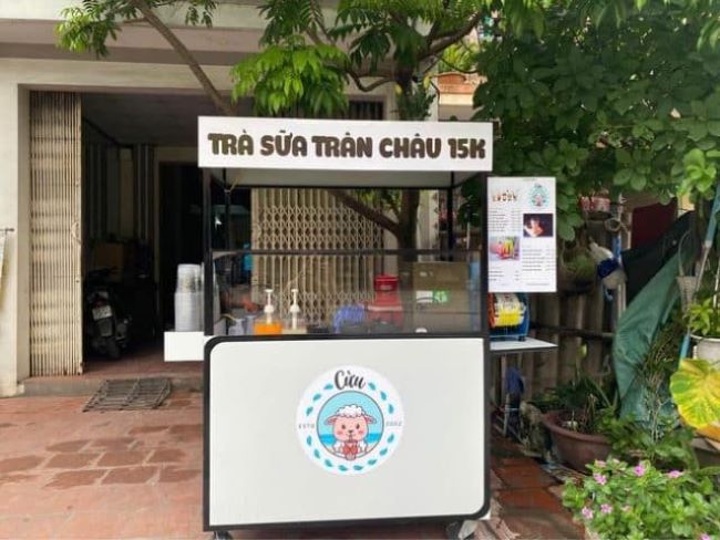 Mẫu xe b&aacute;n tr&agrave; sữa c&oacute; h&igrave;nh ảnh dễ thương
