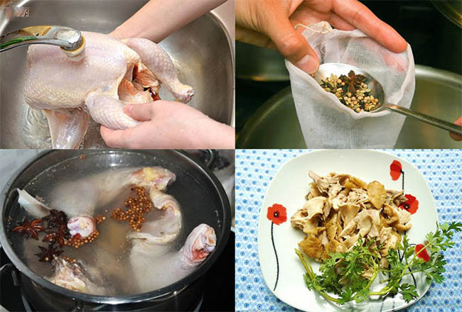 sơ chế nguyên liệu nấu phở gà
