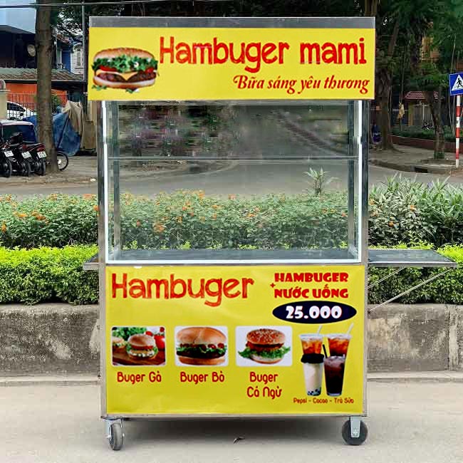 xe bán bánh mì hamburger mami
