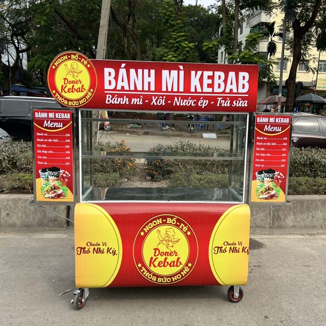 Xe đẩy bán bánh mì inox tại Quang Huy