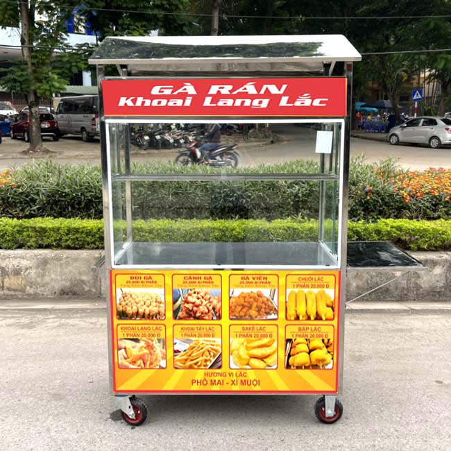 xe bán khoai lang lắc gà rán Quang Huy
