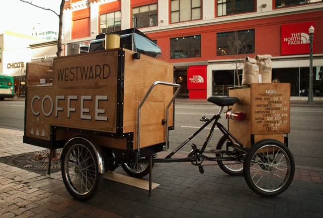 xe đạp bán cà phê rong